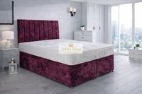 Crushed Velvet Aubergine - Regency Lined Panel Luxury Solid Ottoman Storage Bed Frame