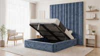 Crushed Velvet Denim Blue - Grosvenor Grand Channel Luxury Ottoman Storage Bed