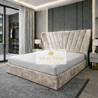 Crushed Velvet Champagne - Aurelia Fancrest Luxury Upholstered Bed