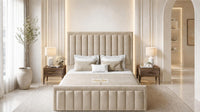 Naples Beige - Buckingham Tailored Luxury Panelled Ottoman Storage Bed