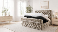 Crushed Velvet Gold - Windsor Chesterfield Luxury Scroll Bed Frame