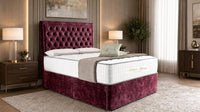 Crushed Velvet Aubergine - Regency Chesterfield Luxe Divan Bed with Storage – Deep Buttoned Upholstered Bed Frame