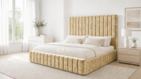Crushed Velvet Gold - Carlton Channel Luxury Ottoman Storage Bed