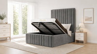 Plush Velvet Steel - Knightsbridge Imperial Luxury Panelled Ottoman Storage Bed