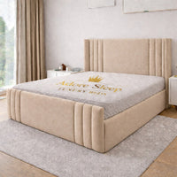 Naples Beige - Astoria Luxe Luxury Vertical Panelled Upholstered Bed Frame