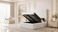 Crushed Velvet White - Dorchester Wraparound Luxury Channelled Ottoman Storage Bed