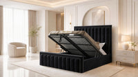 Plush Velvet Black - Buckingham Tailored Luxury Panelled Ottoman Storage Bed