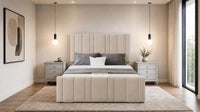 Naples Beige - Valentina Linear Luxury Upholstered Bed Frame