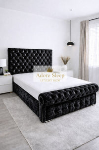 Crushed Velvet Black - Kensington Royale Luxury Chesterfield Upholstered Bed Frame