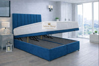 Naples Blue - Regency Lined Panel Luxury Solid Ottoman Storage Bed Frame
