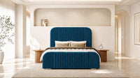 Naples Blue - Beaumont Arc Luxury Ribbed Ottoman Storage Bed