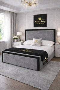 Plush Velvet Steel - Imperial Regent Luxury Upholstered Bed Frame