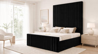 Plush Velvet Black - Mayfair Grand Fluted Luxury Upholstered Bed Frame