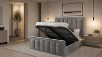 Plush Velvet Grey - Belgravia Regent Luxury Panelled Ottoman Storage Bed