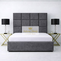 Naples Slate Grey - Kensington Royale Luxury Ottoman Divan Storage Bed Frame – Premium Panelled Headboard