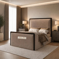 Naples Mink - Claridge Luxury Framed TV Bed – Premium Upholstered Bed Frame with Integrated TV Footboard