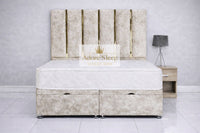 Crushed Velvet Cream - Celestine Luxe Ottoman Divan Bed Frame – Luxury Panelled Upholstered Bed