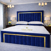 Plush Velvet Sapphire - Aurelia Grand Luxe Panelled Upholstered Bed Frame | Luxury Statement Bed