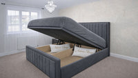 Plush Velvet Steel - Kensington Prestige Ottoman Divan Upholstered Bed Frame