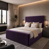 Naples Purple - Mayfair Flute Luxury Ribbed Upholstered Bed Frame