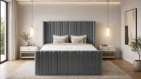 Naples Slate Grey - Kensington Fluted Luxury Ottoman Storage Bed