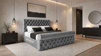 Naples Silver - Windsor Chesterfield Luxury Scroll Bed Frame