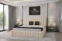 Naples Cream - Valentina Grande Luxury Channel-Tufted Upholstered Bed Frame
