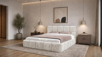 Crushed Velvet Cream - Aurelius Cloud Luxury Upholstered Ottoman Storage Bed
