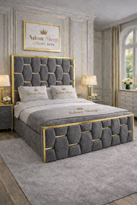 Naples Slate Grey - Versailles Royale Luxe Upholstered Bed Frame