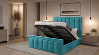 Plush Velvet Teal - Belgravia Regent Luxury Panelled Ottoman Storage Bed