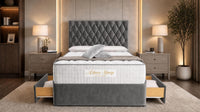 Plush Velvet Grey - Regency Diamond Luxury Divan Bed – Deep Button-Tufted Headboard with Premium Upholstered Frame & Storage