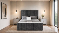 Naples Charcoal - Valentina Linear Luxury Upholstered Bed Frame