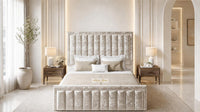 Crushed Velvet Champagne - Buckingham Tailored Luxury Panelled Ottoman Storage Bed