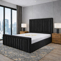 Naples Charcoal - Milano Grand Luxury Channel-Tufted Upholstered Bed Frame