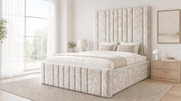Crushed Velvet Champagne - Knightsbridge Imperial Luxury Panelled Ottoman Storage Bed