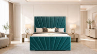 Plush Velvet Teal - Riviera Fan Luxury Sculpted Ottoman Storage Bed