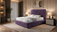 Naples Purple - Dorchester Luxury Scalloped Panel Bed – Premium Upholstered Bed Frame with Statement Headboard