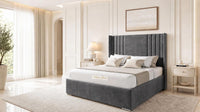 Naples Charcoal - Harrogate Gallery Luxury Winged Upholstered Bed Frame