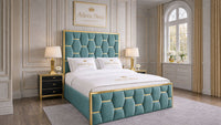 Plush Velvet Duck Egg - Versailles Royale Luxe Upholstered Bed Frame