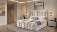 Crushed Velvet Gold - Belgravia Regent Luxury Panelled Ottoman Storage Bed