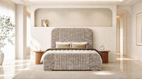 Crushed Velvet Mink - Beaumont Arc Luxury Ribbed Ottoman Storage Bed
