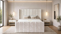 Crushed Velvet Champagne - Kensington Fluted Luxury Ottoman Storage Bed