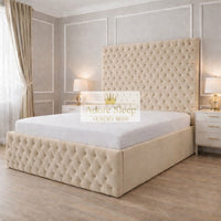 Naples Sand - Sovereign Élan Luxury Upholstered Bed – Deep Button-Tufted Headboard & Padded Statement Frame