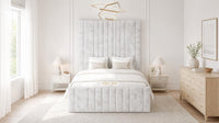 Crushed Velvet White - Knightsbridge Imperial Luxury Panelled Ottoman Storage Bed