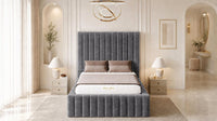 Naples Slate Grey - Dorchester Wraparound Luxury Channelled Ottoman Storage Bed