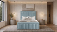 Plush Velvet Duck Egg - Belgravia Regent Luxury Panelled Ottoman Storage Bed