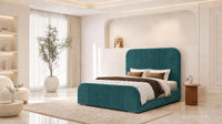 Plush Velvet Teal - Beaumont Arc Luxury Ribbed Ottoman Storage Bed
