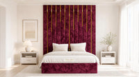 Crushed Velvet Aubergine - Alisha Gold Strip Grandline Luxury Floor-Standing Ottoman Storage Bed