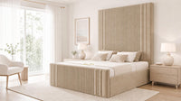 Naples Sand - Mayfair Grand Fluted Luxury Upholstered Bed Frame
