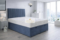 Plush Velvet Steel - Regency Lined Panel Luxury Solid Ottoman Storage Bed Frame
